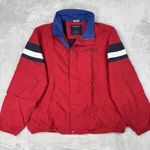 Vintage Nautica Red Blue Colorblock Jacket Full Zip Vintage Size L Sailing Y2K